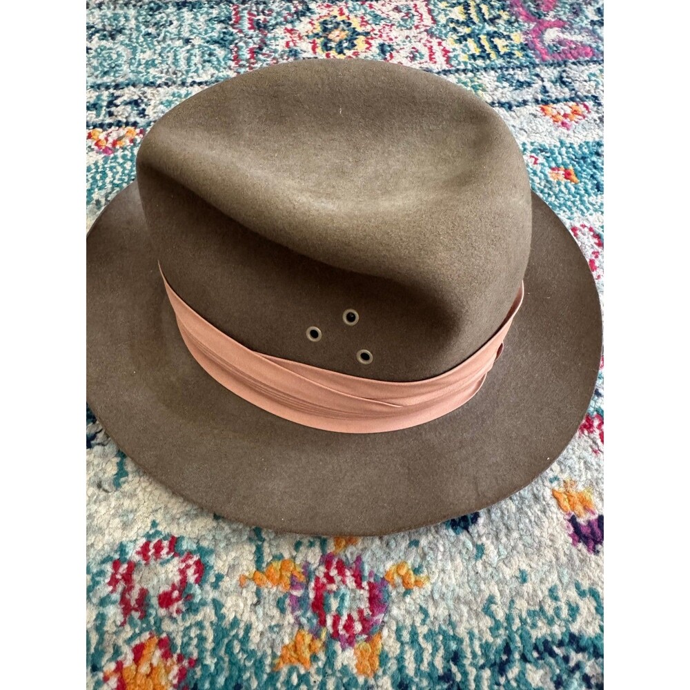 Broner Safari Brown 100% Wool Felt Fedora Hat Made In USA Size Small